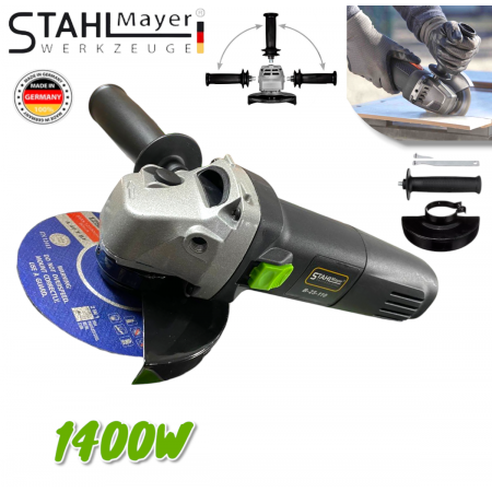 ΗΛΕΚΤΡΙΚΟΣ ΓΩΝΙΑΚΟΣ ΤΡΟΧΟΣ 125mm 1400W STAHLMAYER 220V  ΜΕ ΡΥΘΜΙΣΗ ΤΑΧΥΤΗΤΩΝ