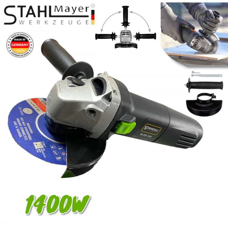 ΗΛΕΚΤΡΙΚΟΣ ΓΩΝΙΑΚΟΣ ΤΡΟΧΟΣ 125mm 1400W STAHLMAYER 220V  ΜΕ ΡΥΘΜΙΣΗ ΤΑΧΥΤΗΤΩΝ