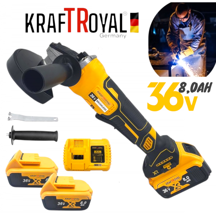 Γωνιακός Τροχός Μπαταρίας 125mm KraftRoyal 36V 