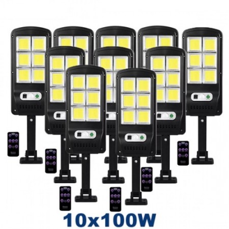 10 Τεμαχια LED  Λάμπες με Αισθητήρα Ηλιακού 100W με τηλεχειριστήριο
