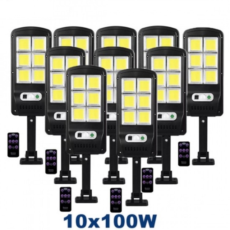 10 Τεμαχια LED  Λάμπες με Αισθητήρα Ηλιακού 100W με τηλεχειριστήριο