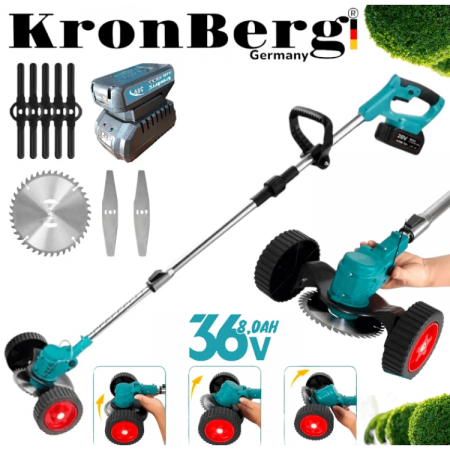 Ασύρματο χορτοκοπτικό με ρόδες KRONBERG 36V 8.0AH 2 μπαταρίες και φορτιστής