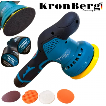 Επαναφορτιζόμενο γυαλιστικό μηχάνημα 24V 5AH KRONBERG 125mm με 2 μπαταρίες και ρύθμιση ταχύτητας