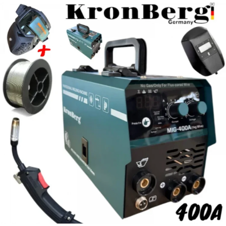 2 σε 1 KRONBERG  Μηχανή Συγκόλλησης 400Α με συρμα και ηλεκτροδιο + Μασκα