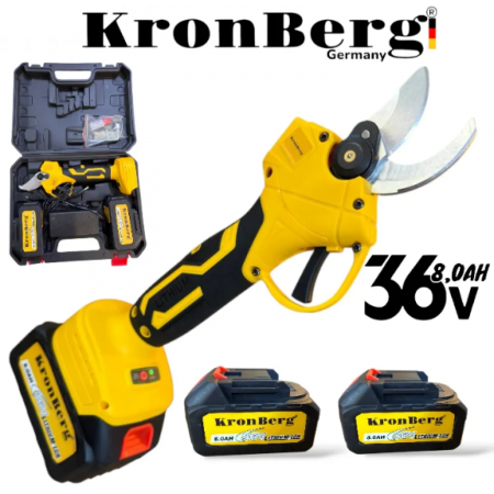 Επαγγελματικό Ψαλίδι  Κλαδεύματος 36V 8.0AH KRONBERG 33mm - 2 Μπαταρίες 
