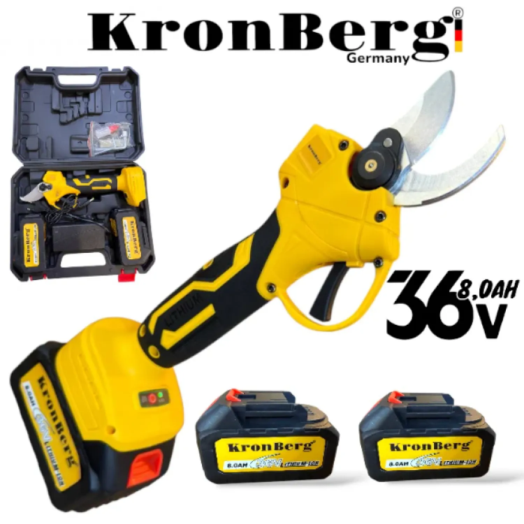 Επαγγελματικό Ψαλίδι Κλαδεύματος 36V 8.0AH KRONBERG 33mm - 2 Μπαταρίες Επαγγελματικό Ψαλίδι Κλαδεύματος 36V 8.0AH KRONBERG 33mm - 2 Μπαταρίες