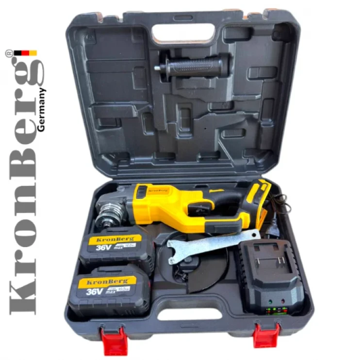 Επαγγελματικός Γωνιακός Τροχός KRONBERG 125mm 36V 10Ah 2 Μπαταρίες και Φορτιστής σε Θήκη Επαγγελματικός Γωνιακός Τροχός KRONBERG 125mm 36V 10Ah 2 Μπαταρίες και Φορτιστής σε Θήκη