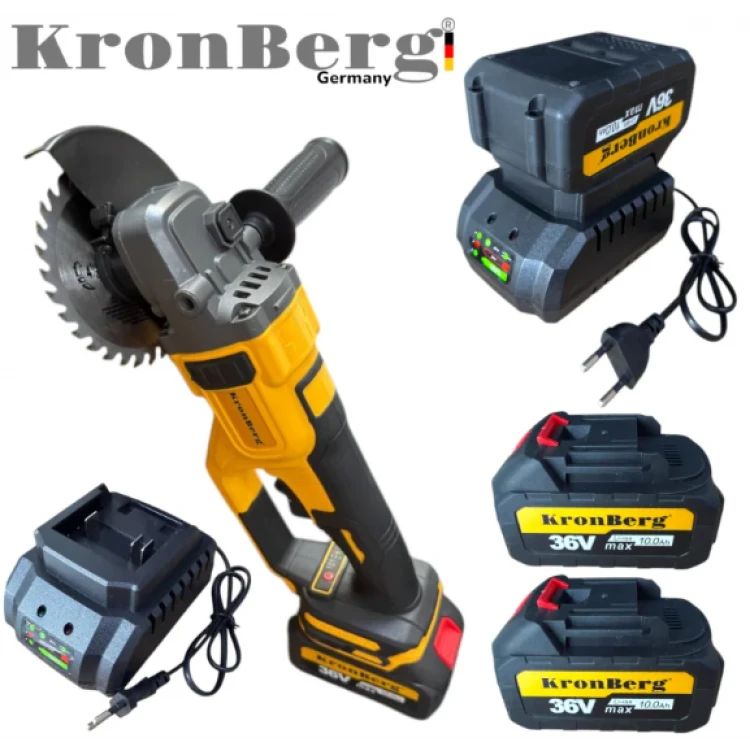 Επαγγελματικός Γωνιακός Τροχός KRONBERG 125mm 36V 10Ah 2 Μπαταρίες και Φορτιστής σε Θήκη Επαγγελματικός Γωνιακός Τροχός KRONBERG 125mm 36V 10Ah 2 Μπαταρίες και Φορτιστής σε Θήκη