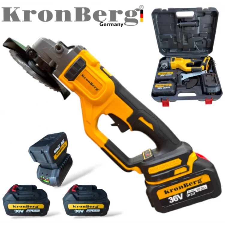 Επαγγελματικός Γωνιακός Τροχός KRONBERG 125mm 36V 10Ah 2 Μπαταρίες και Φορτιστής σε Θήκη Επαγγελματικός Γωνιακός Τροχός KRONBERG 125mm 36V 10Ah 2 Μπαταρίες και Φορτιστής σε Θήκη