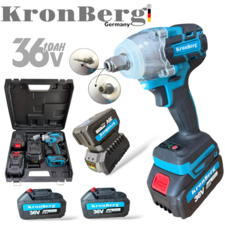 Μπουλονόκλειδο 36V 10AH 850Nm KRONBERG 2 Μπαταρίες Φορτιστής και Θήκη Μπουλονόκλειδο 36V 10AH 850Nm KRONBERG 2 Μπαταρίες Φορτιστής και Θήκη