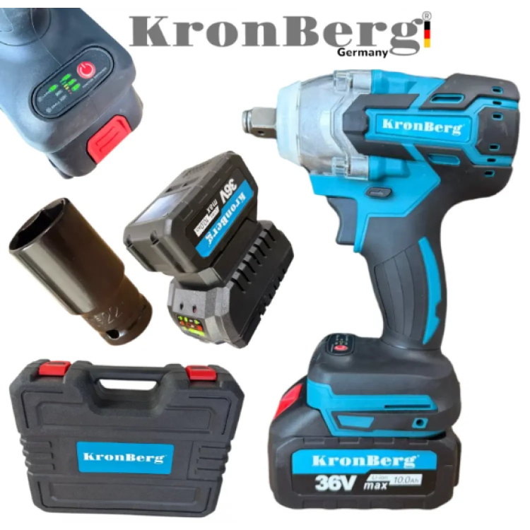 Μπουλονόκλειδο 36V 10AH 850Nm KRONBERG 2 Μπαταρίες Φορτιστής και Θήκη Μπουλονόκλειδο 36V 10AH 850Nm KRONBERG 2 Μπαταρίες Φορτιστής και Θήκη