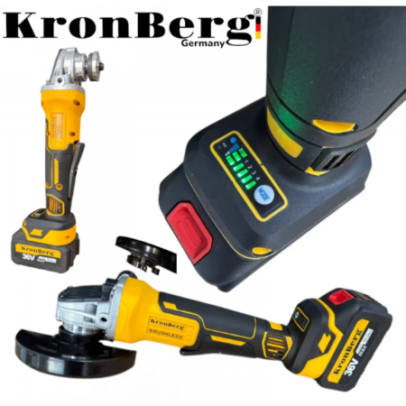 Γωνιακός τροχος μπαταρίας KRONBERG 125mm 36V 10Ah 2 μπαταρίες και φορτιστής σε βαλίτσα Γωνιακός τροχος μπαταρίας KRONBERG 125mm 36V 10Ah 2 μπαταρίες και φορτιστής σε βαλίτσα
