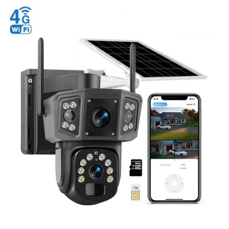 Ηλιακή κάμερα 4G με κάρτα SIM, διπλό φακό IPC-V380-P3
