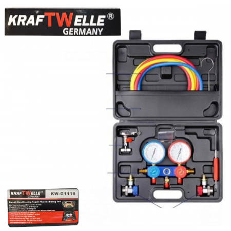 Γερμανικά Μανόμετρα για κλιματιστικά αυτοκινήτων Σετ Μανομέτρων Φρέον Μανόμετρα για κλιματιστικό Μπλοκ Μανομέτρου