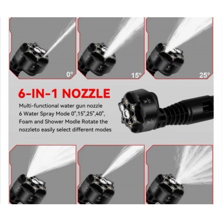 Ασύρματο πιεστικό νερού χωρίς ψήκτρες 6 σε 1 36V 8.0AH KRAFTROYAL 1500W με οθόνη ψεκαστήρα με 6 ακροφύσια 2 μπαταρίες Ασύρματο πιεστικό νερού χωρίς ψήκτρες 6 σε 1 36V 8.0AH KRAFTROYAL 1500W με οθόνη ψεκαστήρα με 6 ακροφύσια 2 μπαταρίες