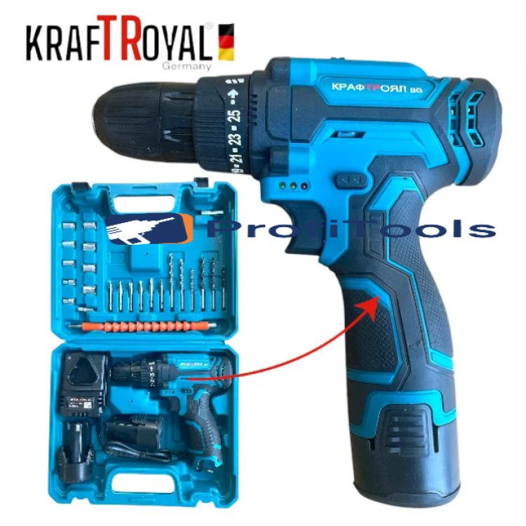 Επαναφορτιζόμενο κατσαβίδι 2 ταχυτήτων kraftroyal 24v
