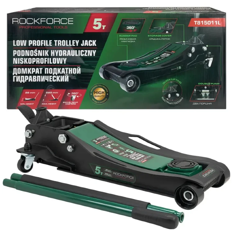 Επαγγελματικός υδραυλικός γρύλος "κροκοδειλος" ROCKFORCE 5T, χαμηλού προφίλ, με πεντάλ και διπλή αντλία (96–595 mm) Επαγγελματικός υδραυλικός γρύλος "κροκοδειλος" ROCKFORCE 5T, χαμηλού προφίλ, με πεντάλ και διπλή αντλία (96–595 mm)