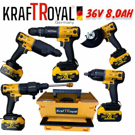 5 ΣΕ 1 KRAFT ROYAL  ΕΠΑΝΑΦΟΡΤΙΖΟΜΕΝΟ ΕΡΓΑΛΕΙΟ 5 ΚΕΦΑΛΩΝ 36V 8.0AH  ΔΡΑΠΑΝΟΚΑΤΣΑΒΙΔΟ - ΜΠΟΥΛΟΝΟΚΛΕΙΔΟ - ΠΛΥΣΤΙΚΟ - ΣΚΑΠΤΙΚΟ ΚΑΙ ΓΩΝΙΑΚΟΣ ΤΡΟΧΟΣ