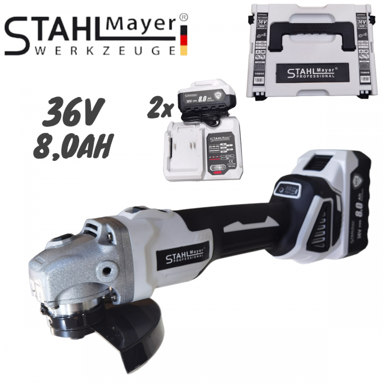 ΕΠΑΝΑΦΟΡΤΙΖΟΜΕΝΟΣ ΓΩΝΙΑΚΟΣ ΤΡΟΧΟΣ 36V 8.0AH STAHLMAYER 125MM ΕΠΑΝΑΦΟΡΤΙΖΟΜΕΝΟΣ ΓΩΝΙΑΚΟΣ ΤΡΟΧΟΣ 36V 8.0AH STAHLMAYER 125MM