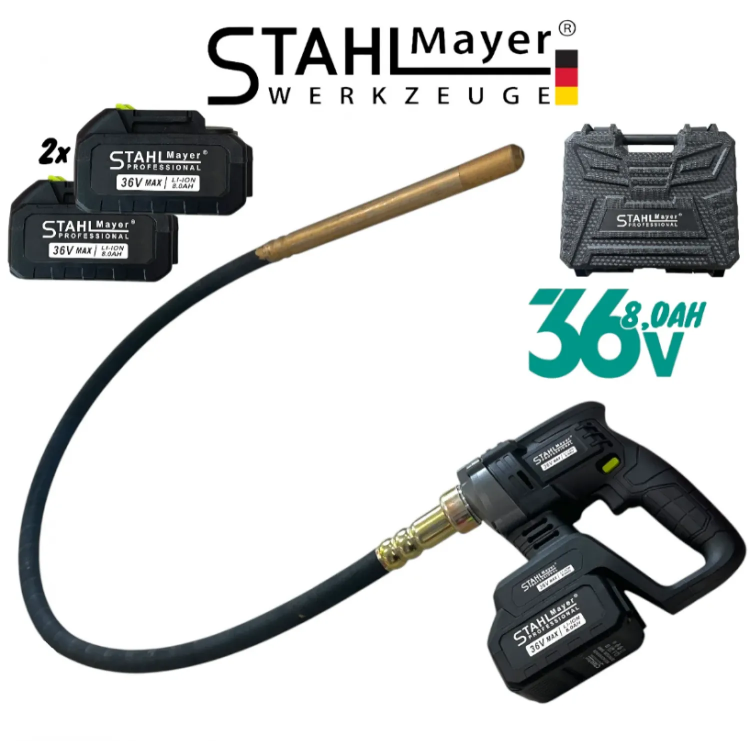 Επαναφορτιζόμενος δονητής σκυροδέματος STAHLMAYER 36V, με 2 μπαταρίες και φορτιστή Επαναφορτιζόμενος δονητής σκυροδέματος STAHLMAYER 36V, με 2 μπαταρίες και φορτιστή