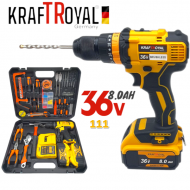 Κρουστικό Δραπανοκατσάβιδο KRAFTROYAL 36V 2 Μπαταρίες  +  με 111 εξαρτήματα 