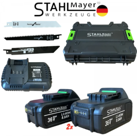 Γερμανικό Επαναφορτιζομενο Σπαθοπρίονο StahlMayer με 2 Μπαταρίες 36V 8AH + Δώρο 3 λεπίδες Γερμανικό Επαναφορτιζομενο Σπαθοπρίονο StahlMayer με 2 Μπαταρίες 36V 8AH + Δώρο 3 λεπίδες