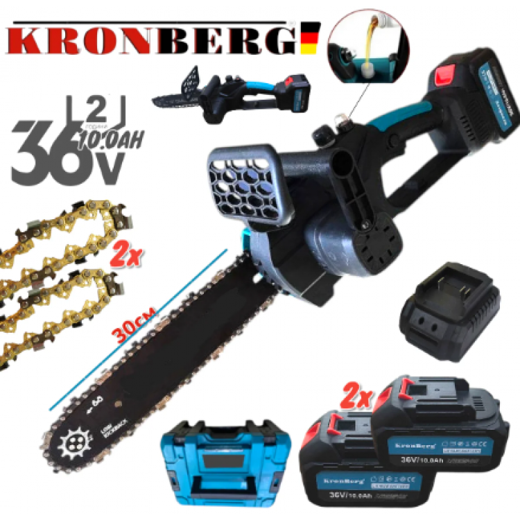 ΑΛΥΣΟΠΡΙΟΝΟ ΜΠΑΤΑΡΙΑΣ 36V 10.0AH KRONBERG Αυτόματη Λίπανση Αλυσίδας 30cm ΑΛΥΣΟΠΡΙΟΝΟ ΜΠΑΤΑΡΙΑΣ 36V 10.0AH KRONBERG Αυτόματη Λίπανση Αλυσίδας 30cm