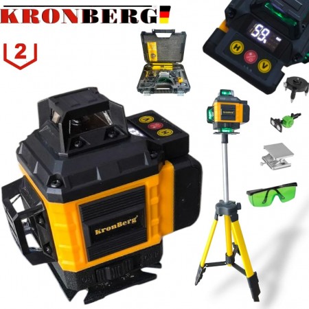Αλφάδι λέιζερ 4D με 16 γραμμές KRONBERG  με ένδειξη μπαταρίας αισθητήρα + τρίποδο