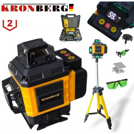 Αλφάδι λέιζερ 4D με 16 γραμμές KRONBERG  με ένδειξη μπαταρίας αισθητήρα + τρίποδο