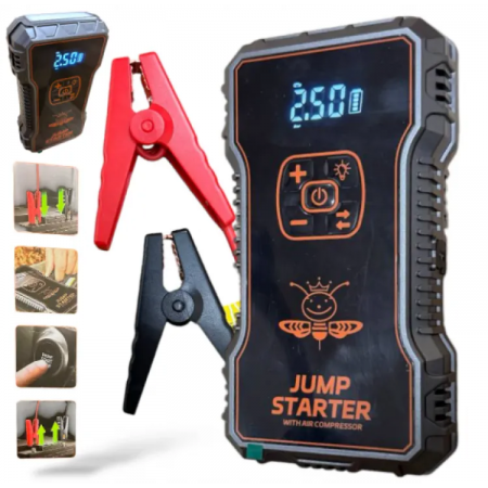 Εξωτερική Μπαταρία, τροφοδοτικό εκκίνησης μπαταρίας 12V, τροφοδοτικό εκκίνησης μπαταρίας 4 σε 1 με συμπιεστή και φακό