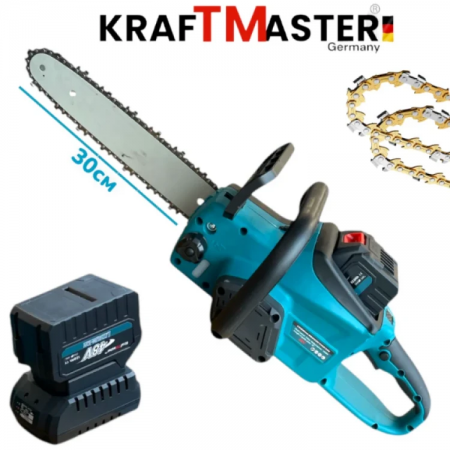 Αλυσοπρίονο με Οθόνη 48V 12AH 2 μπαταρίες 2 αλυσίδες KRAFTMASTER λάμα 30cm Αλυσοπρίονο με Οθόνη 48V 12AH 2 μπαταρίες 2 αλυσίδες KRAFTMASTER λάμα 30cm