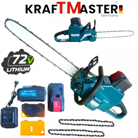 Αλυσοπρίονο KRAFTMASTER 72V 16Ah –λαμα 16" 40cm, 2 Αλυσίδες Αλυσοπρίονο KRAFTMASTER 72V 16Ah –λαμα 16" 40cm, 2 Αλυσίδες