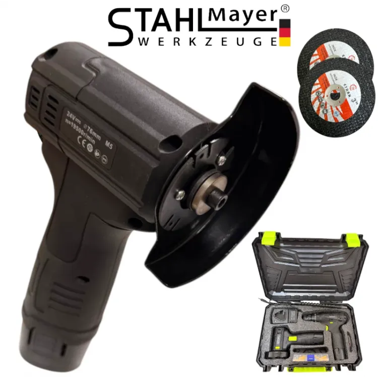 Σετ επαναφορτιζομενα κρουστικο κατσαβιδι + μίνι γωνιακος τροχος STAHLMAYER 24V Σετ επαναφορτιζομενα κρουστικο κατσαβιδι + μίνι γωνιακος τροχος STAHLMAYER 24V