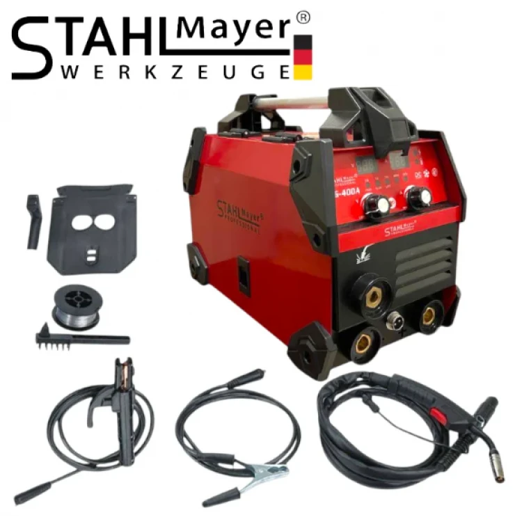 Μηχανή συγκόλλησης MIG, MAG, MMA χωρίς αέριο 400A STAHLMAYER-RED + Αυτοματη Μασκα Μηχανή συγκόλλησης MIG, MAG, MMA χωρίς αέριο 400A STAHLMAYER-RED + Αυτοματη Μασκα