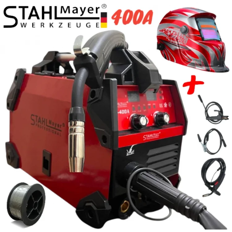 Μηχανή συγκόλλησης MIG, MAG, MMA χωρίς αέριο 400A STAHLMAYER-RED + Αυτοματη Μασκα Μηχανή συγκόλλησης MIG, MAG, MMA χωρίς αέριο 400A STAHLMAYER-RED + Αυτοματη Μασκα