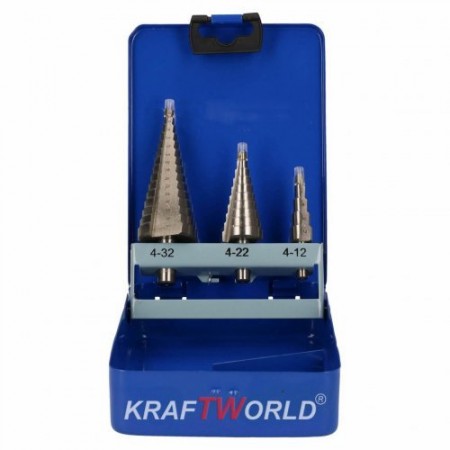 Σετ Κωνικα Τρυπάνια Kraft World με Θήκη 4-32mm 4-20mm 4-12mm
